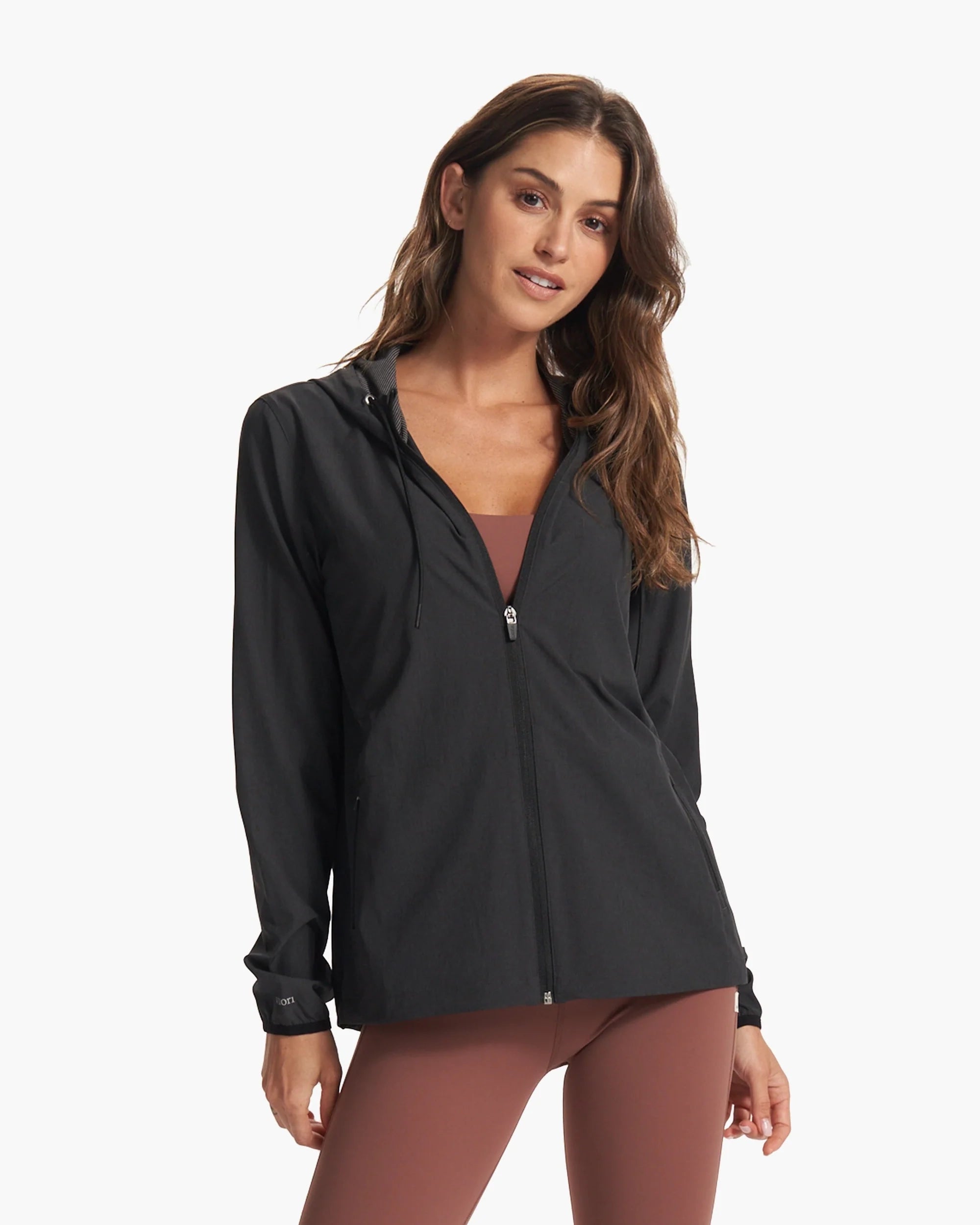 Outdoor Trainer Shell Zip Jacket in Black Heather Striped Floral Plaid