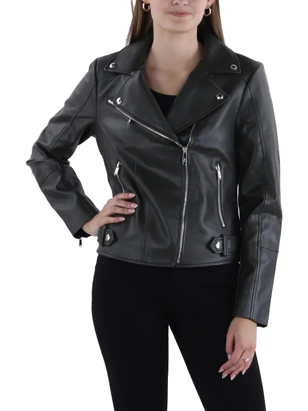 Womens Faux Leather Short Motorcycle Jacket Mesh Fabric Canvas Fabric Denim Fabric