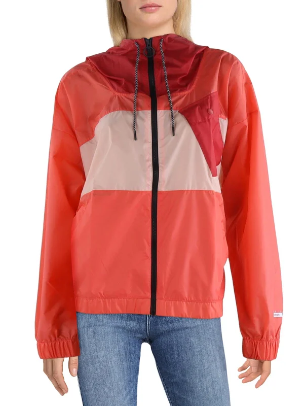 Womens Hooded Colorblock Soft Shell Jacket Cozy Warm Stylish