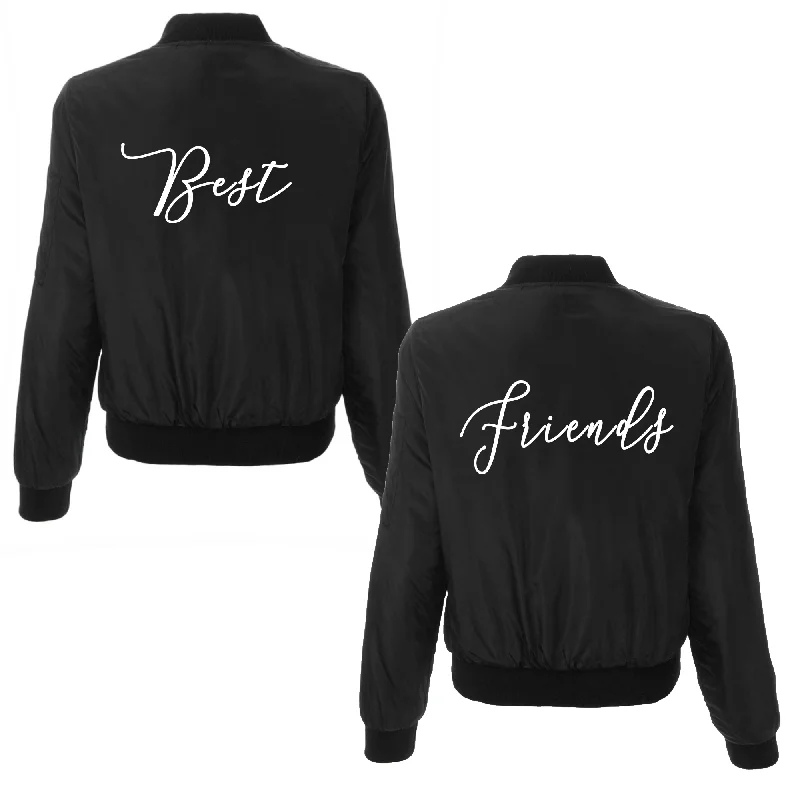 Best Friends Calligraphy Black Bomber Jackets Bomber Jacket Anorak Windbreaker