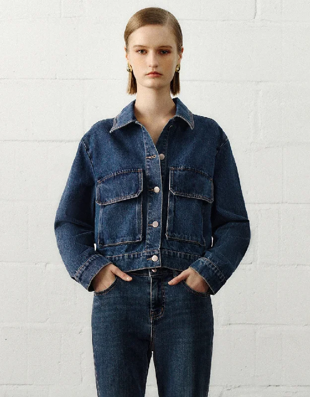 Button Up Loose Denim Jacket Belted Jacket Elasticated Jacket Padded Jacket