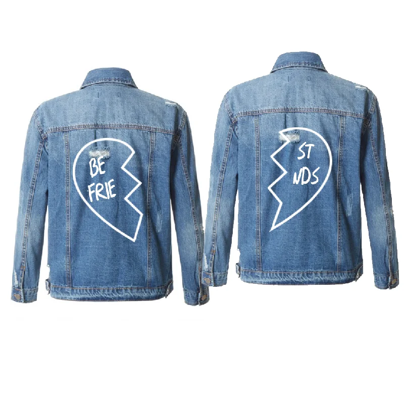 Best Friends Mid-Wash Distressed Denim Jacket Belted Jacket Elasticated Jacket Padded Jacket