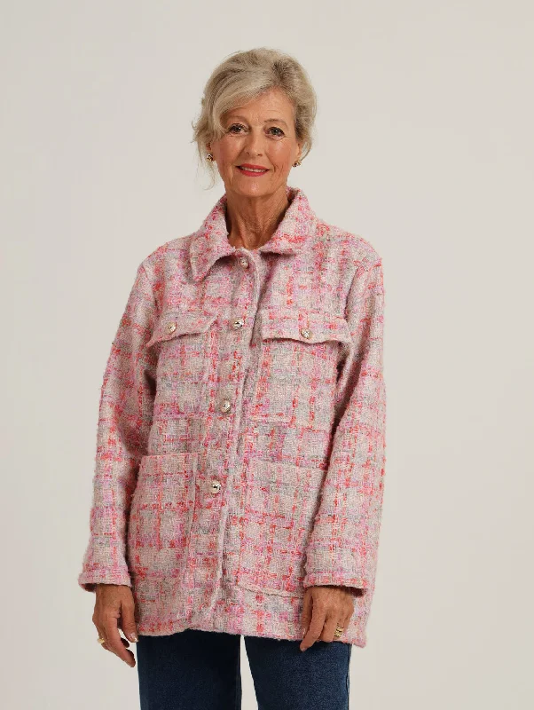 Dalia Jacket- Pink Print Jacket Jacquard Jacket Embroidered Jacket