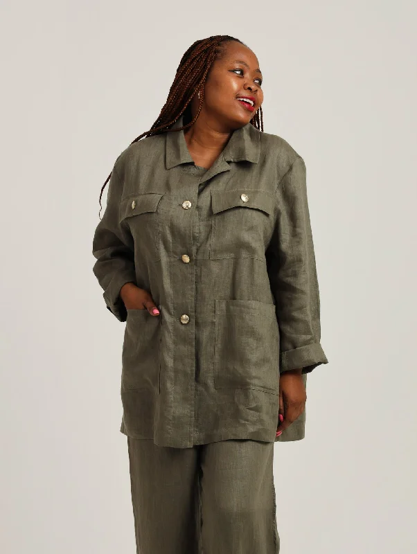 Jacaranda Jacket- Army Green Trench Coat Raincoat Waterproof Jacket