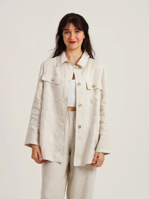 Jacaranda Jacket- Oatmeal Cotton Jacket Linen Jacket Terry Jacket