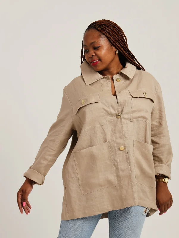 Jacaranda Jacket- Tan Mesh Jacket Canvas Jacket Denim Jacket