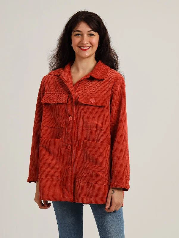 Jasmin Jacket- Rust Front Pockets Side Pockets Patch Pockets