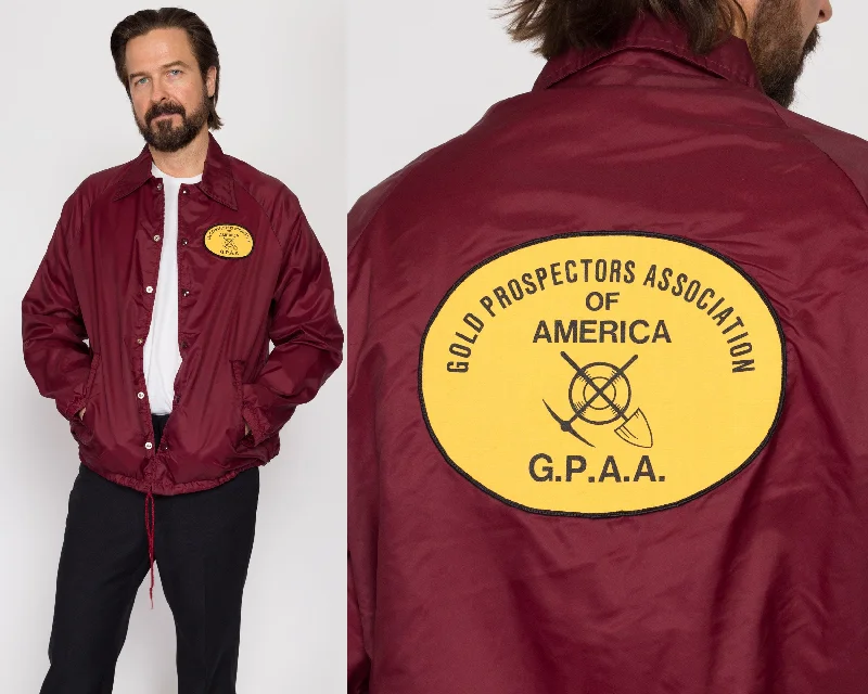 Large 80s Gold Prospectors Association Of America Jacket Front Pockets Side Pockets Patch Pockets