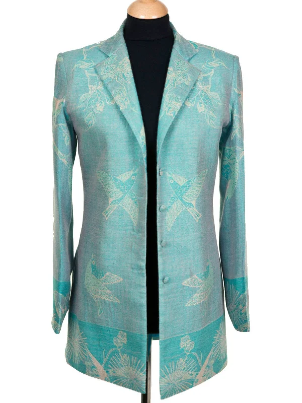 Sicily Jacket in Pale Cyan Stand-Up Collar Roll-Neck Collar Turtle Neck