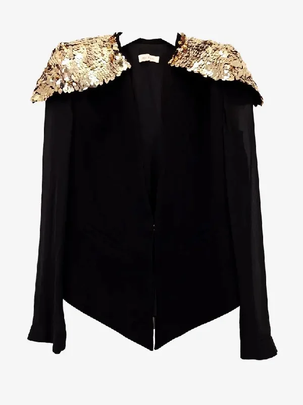 Sass & Bide Rockstar Sequin Shoulder V Hem Jacket Size 6 Embroidered Jacket Appliqued Jacket Beaded Jacket