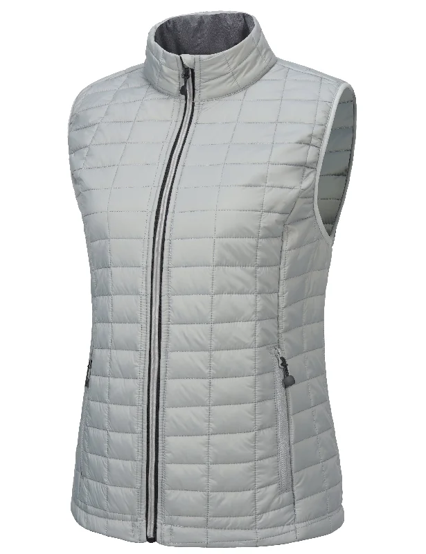 Women's Puffer Vest, Lightweight Warm Sleeveless Jacket Welt Pockets Slit Pockets Flap Pockets