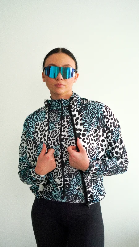 Women's Windbreaker Jacket- Snow Leopard Herringbone Jacket Checkered Jacket Solid Jacket