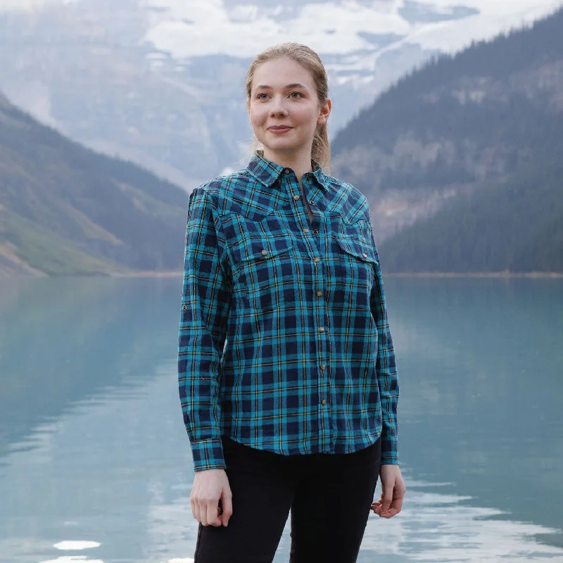 612 Woman's Snap Flannel Shirt in Turquoise Navy with Yellow Accents Rayon Fabric Velvet Fabric Corduroy Fabric 612 Woman's Snap Flannel Shirt in Turquoise Navy with Yellow Accents Rayon Fabric Velvet Fabric Corduroy Fabric