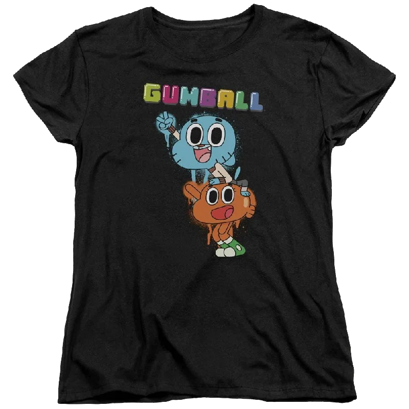 The Amazing World Of Gumball Gumball Spray Women's T-Shirt Ribbed T-Shirt High Neck Heavyweight The Amazing World Of Gumball Gumball Spray Women's T-Shirt Ribbed T-Shirt High Neck Heavyweight