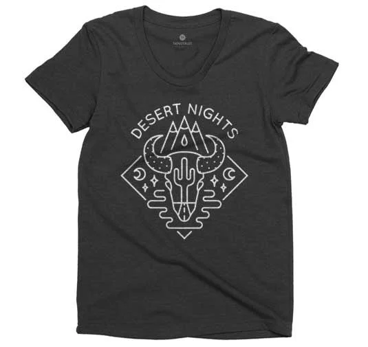Desert Nights Women's Tee - Triblack Mesh Blend Leather Blend Suede Blend