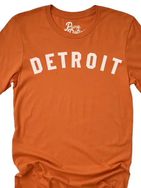 Detroit Classic T-shirt - Burn Orange / White Unisex Nylon Fabric Polyester Fabric Spandex Fabric Detroit Classic T-shirt - Burn Orange / White Unisex Nylon Fabric Polyester Fabric Spandex Fabric