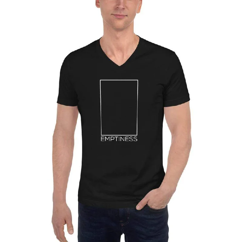 Emptiness Paradox - The Void Within - Unisex V-Neck T-Shirt Nylon Fabric Polyester Fabric Spandex Fabric Emptiness Paradox - The Void Within - Unisex V-Neck T-Shirt Nylon Fabric Polyester Fabric Spandex Fabric