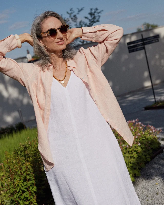 Long-sleeved linen shirt CALPE in Light pink Satin Fabric Silk Fabric Chiffon Fabric Long-sleeved linen shirt CALPE in Light pink Satin Fabric Silk Fabric Chiffon Fabric