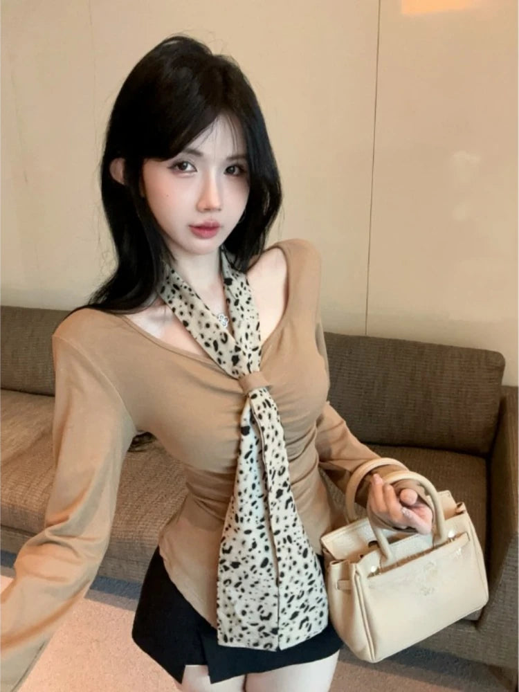 Lunivop Leopard Print Ribbon All-match Tops Mujer Ealy Autum New Bottoming T-shirt for Women Y2k Slim Fit Long Sleeve Tee Shirt Seamless Knitted Crochet Lunivop Leopard Print Ribbon All-match Tops Mujer Ealy Autum New Bottoming T-shirt for Women Y2k Slim Fit Long Sleeve Tee Shirt Seamless Knitted Crochet