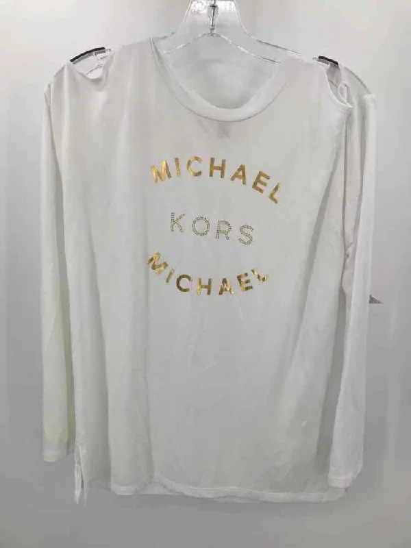 Pre-Owned MICHAEL Michael Kors White Size XS Logo Long Sleeve T-shirt Faux Fur Fabric Real Fur Fabric Shearling Fabric Pre-Owned MICHAEL Michael Kors White Size XS Logo Long Sleeve T-shirt Faux Fur Fabric Real Fur Fabric Shearling Fabric