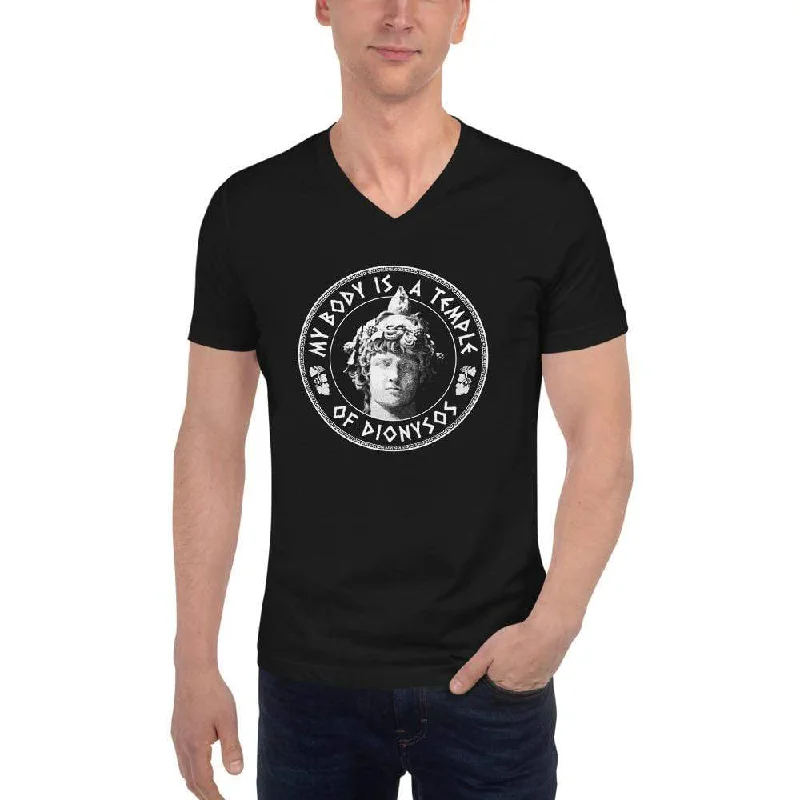 My Body Is A Temple Of Dionysos - Unisex V-Neck T-Shirt Casual Formal Business