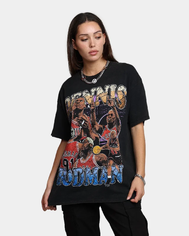 Rodman Brand Cartoon Vintage T-Shirt Washed Black Mesh Blend Leather Blend Suede Blend Rodman Brand Cartoon Vintage T-Shirt Washed Black Mesh Blend Leather Blend Suede Blend