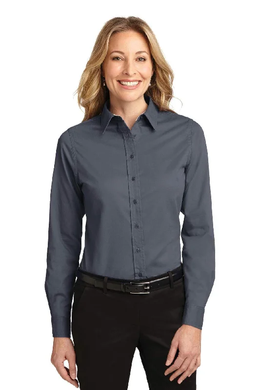 Port Authority Ladies Long Sleeve Easy Care Shirt. L608 V-Neck T-Shirt Long Sleeve Cotton Port Authority Ladies Long Sleeve Easy Care Shirt. L608 V-Neck T-Shirt Long Sleeve Cotton