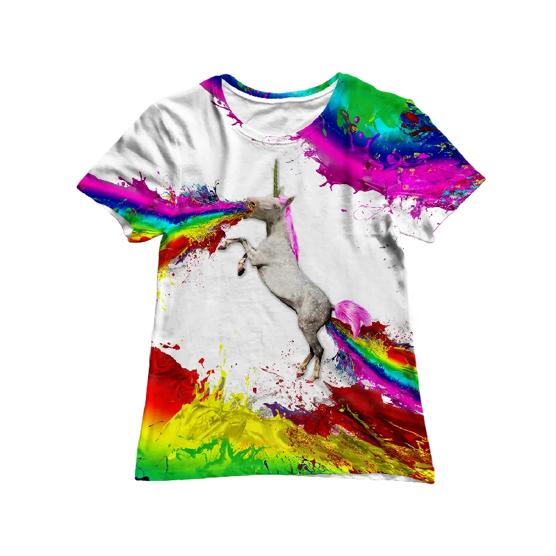Unicorn Spew Women's Tee Print Jacquard Patchwork