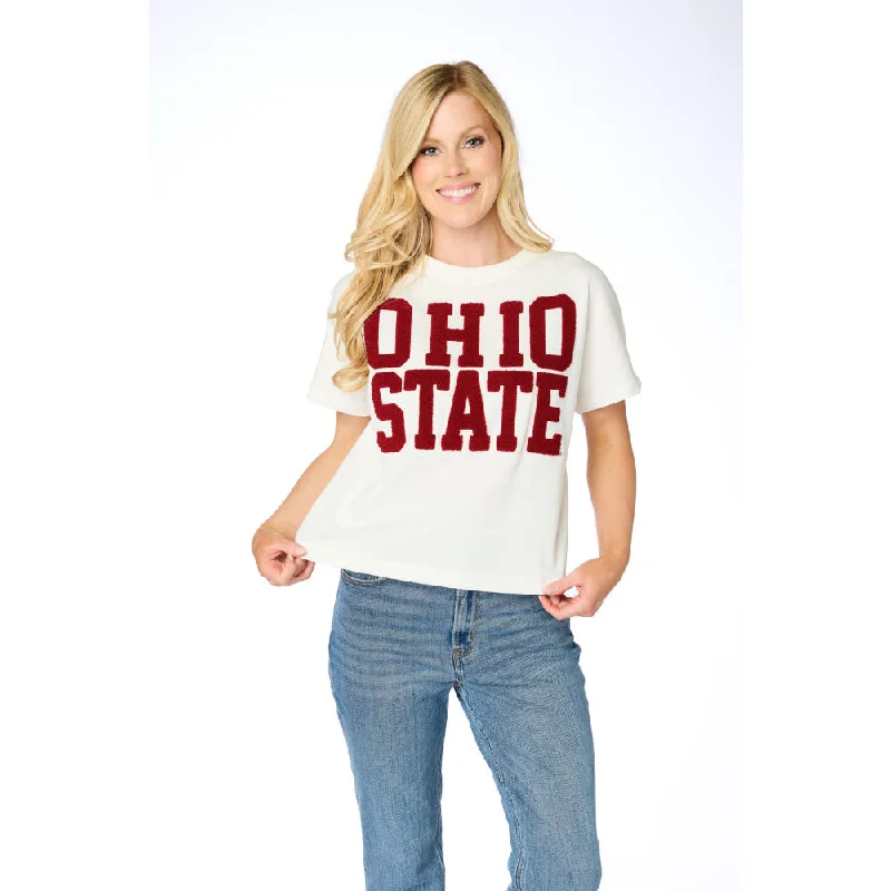 Women's Boxy Chenille T-Shirt Cashmere Blend Cotton Blend Poly Blend