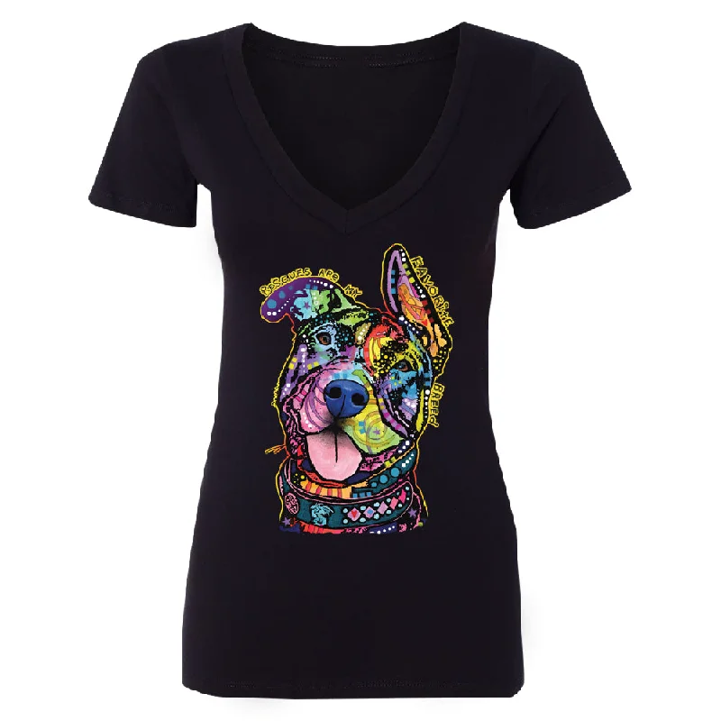 Zexpa Apparelâ„¢ Official Dean Russo Rescues Dog Women's Deep V-neck Colorful Cute Dog Tee Rayon Velvet Corduroy Zexpa Apparelâ„¢ Official Dean Russo Rescues Dog Women's Deep V-neck Colorful Cute Dog Tee Rayon Velvet Corduroy