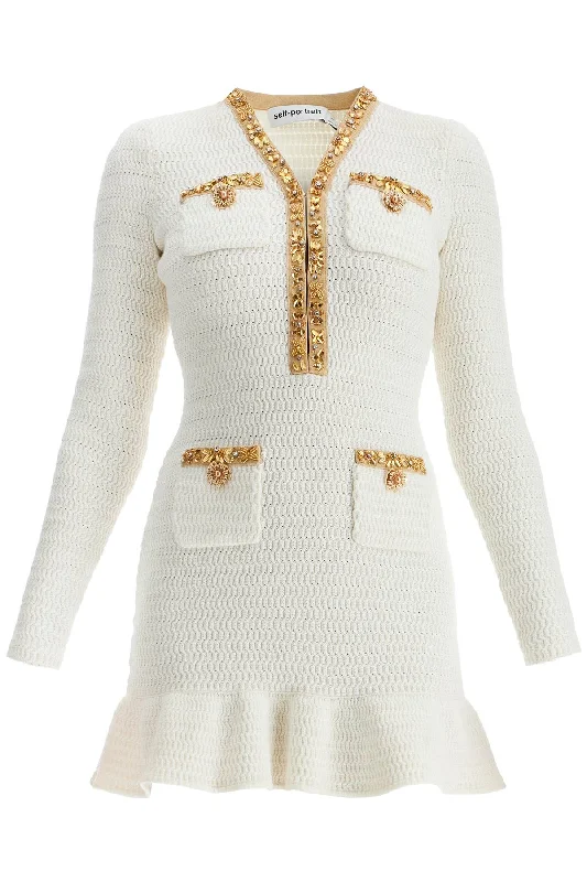 lurex knit mini dress RS25 910S C CREAM Elegant Satin Mini Dress