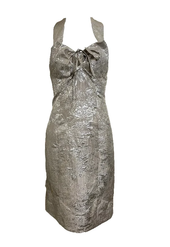 Vivienne Westwood 90s Silver Brocade Mini Dress Comfortable Casual Mini Dress