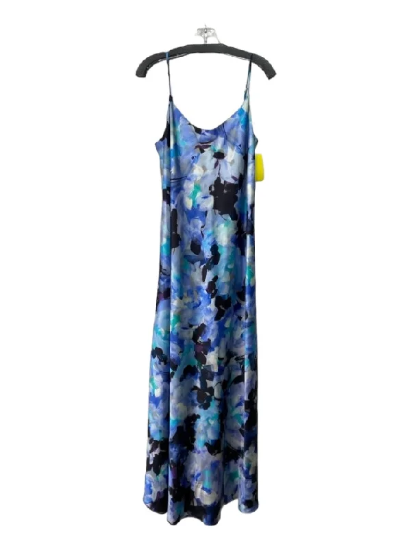 Ann Mashburn Size Large Blue, Purple, Black Polyester Spaghetti Strap Maxi Dress Elegant Pleated Maxi Dress Ann Mashburn Size Large Blue, Purple, Black Polyester Spaghetti Strap Maxi Dress Elegant Pleated Maxi Dress