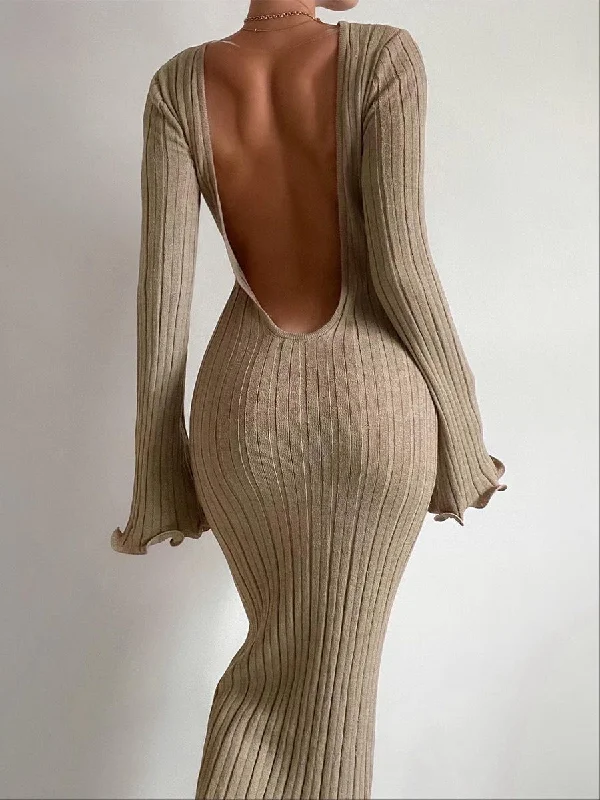 Sexy Bodycon Women Clothing Ruffled Long Sleeve Knitted Maxi Dress Trendy Off-Shoulder Ruffle Maxi Dress Sexy Bodycon Women Clothing Ruffled Long Sleeve Knitted Maxi Dress Trendy Off-Shoulder Ruffle Maxi Dress