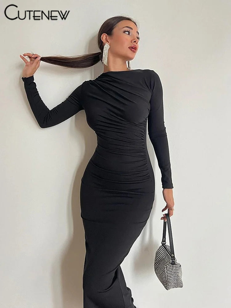 Cutenew Women's Elegant Solid O-neck Patchwork Maxi Dress Full Long Sleeves Body-shaping Robe Lady Evening Attirewear Vestidos Comfortable Ruffle Maxi Dress Cutenew Women's Elegant Solid O-neck Patchwork Maxi Dress Full Long Sleeves Body-shaping Robe Lady Evening Attirewear Vestidos Comfortable Ruffle Maxi Dress
