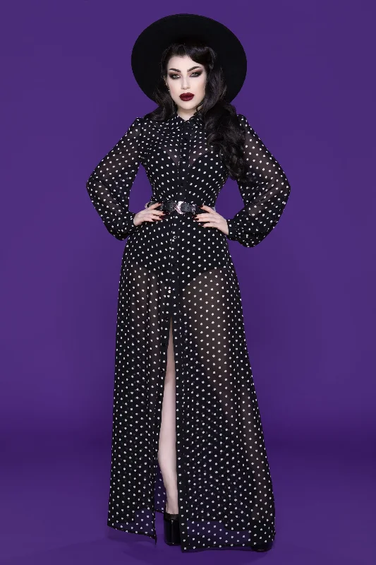Dreamscape Maxi Dress (2 COLOURS: Polka Dot or Black) Stylish Maxi Dress with Pleats Dreamscape Maxi Dress (2 COLOURS: Polka Dot or Black) Stylish Maxi Dress with Pleats
