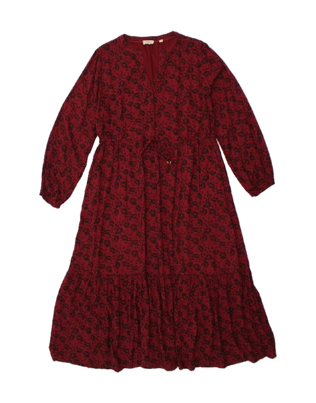 FAT FACE Womens Long Sleeve Maxi Dress UK 16 Large Burgundy Floral Elegant Sleeveless Maxi Dress FAT FACE Womens Long Sleeve Maxi Dress UK 16 Large Burgundy Floral Elegant Sleeveless Maxi Dress