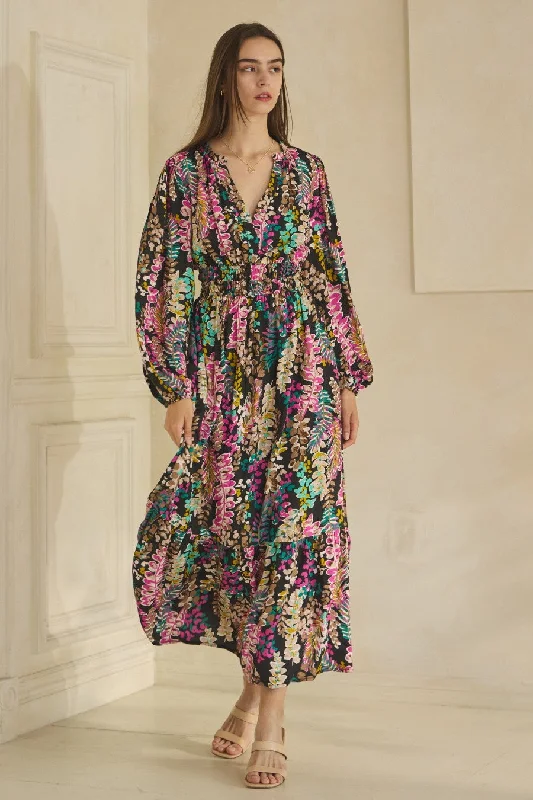Oddi Colorful Floral Print Long Sleeve Maxi Dress - Curvy Size Cozy Open-Back Maxi Dress Oddi Colorful Floral Print Long Sleeve Maxi Dress - Curvy Size Cozy Open-Back Maxi Dress
