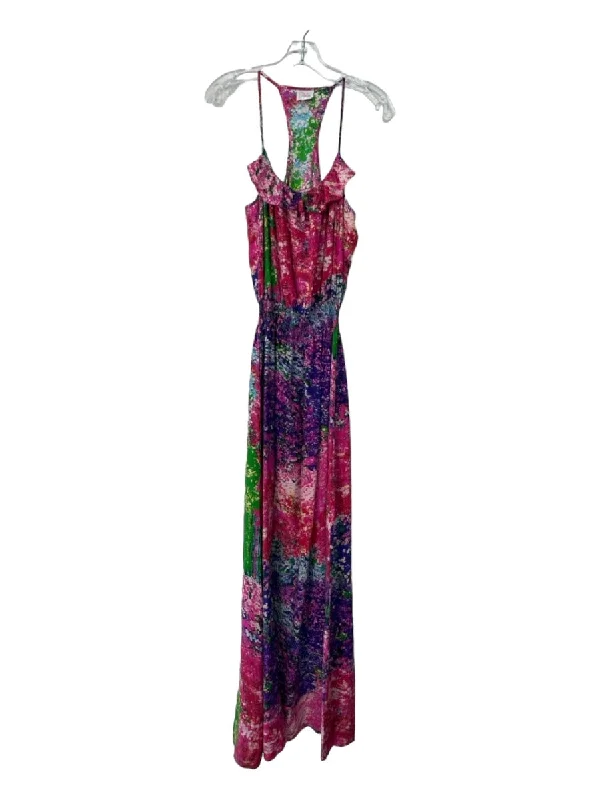 Parker Size Large Pink, Green & Purple Silk Spaghetti Strap Maxi Dress Trendy V-Neck Maxi Dress Parker Size Large Pink, Green & Purple Silk Spaghetti Strap Maxi Dress Trendy V-Neck Maxi Dress