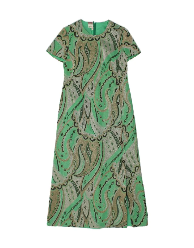 TREVIRA Womens Maxi Dress IT 44 Medium Green Paisley Fashionable Button-Down Maxi Dress TREVIRA Womens Maxi Dress IT 44 Medium Green Paisley Fashionable Button-Down Maxi Dress