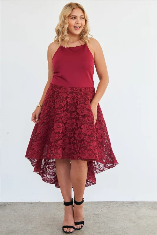 Plus Size Cabernet Square Neckline Hi-low Floral Lace Maxi Dress Chic Button-Up Maxi Dress Plus Size Cabernet Square Neckline Hi-low Floral Lace Maxi Dress Chic Button-Up Maxi Dress
