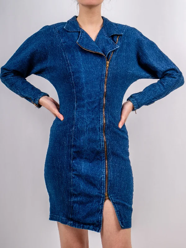 1980's PARIS BLUES asymmetrical denim dress