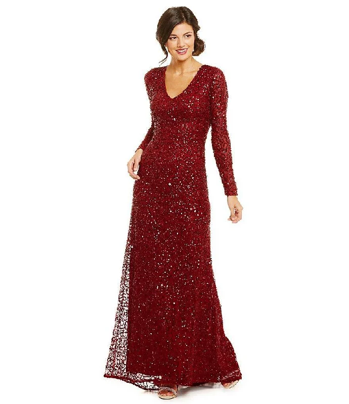 Adrianna Papell - 91915662SC Sequined V-neck Sheath Dress
