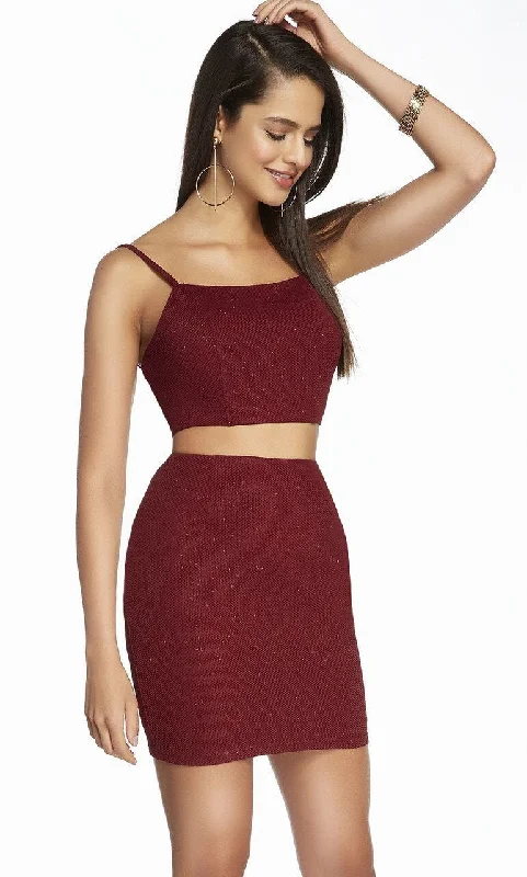 Alyce Paris - 4157SC Two Piece Glitter Jersey Fitted Dress