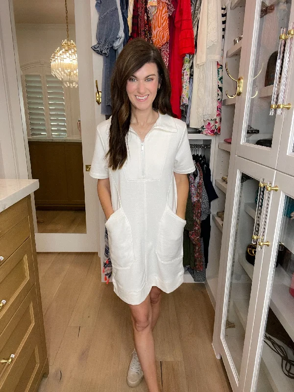 America's Pastime French Terry Dress in White