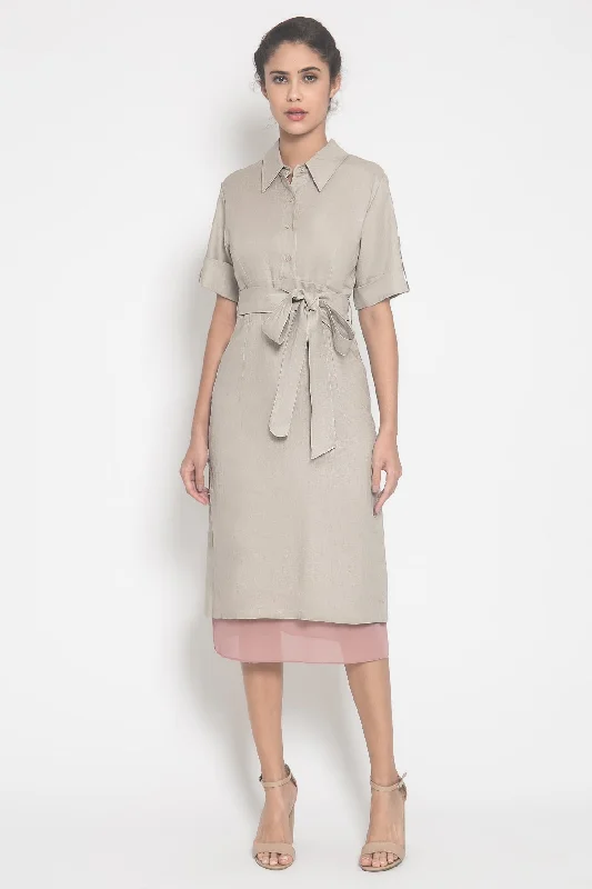 Linen Dress in Beige