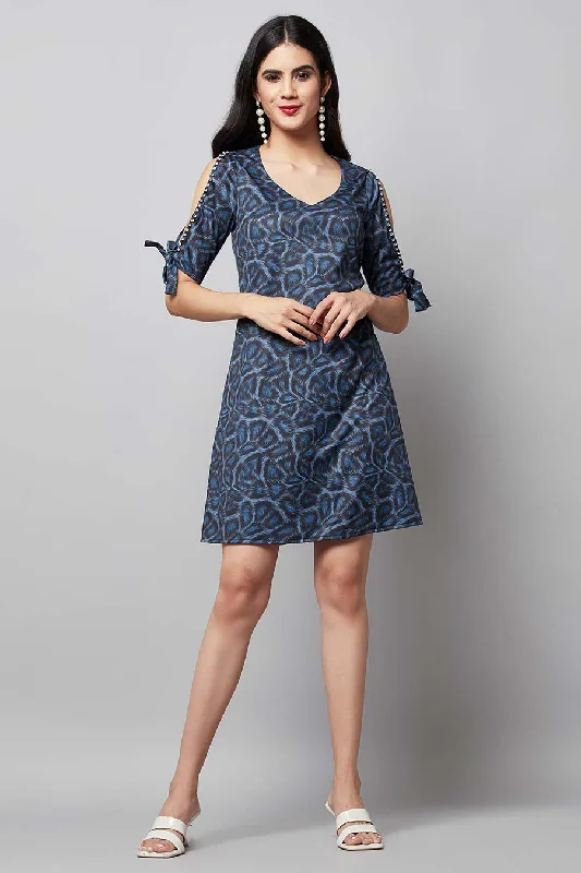 Navy Printed Dress
