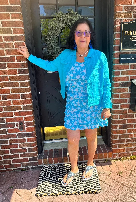 Beachtime by Lulu B Blue Palm Cha Cha Dress