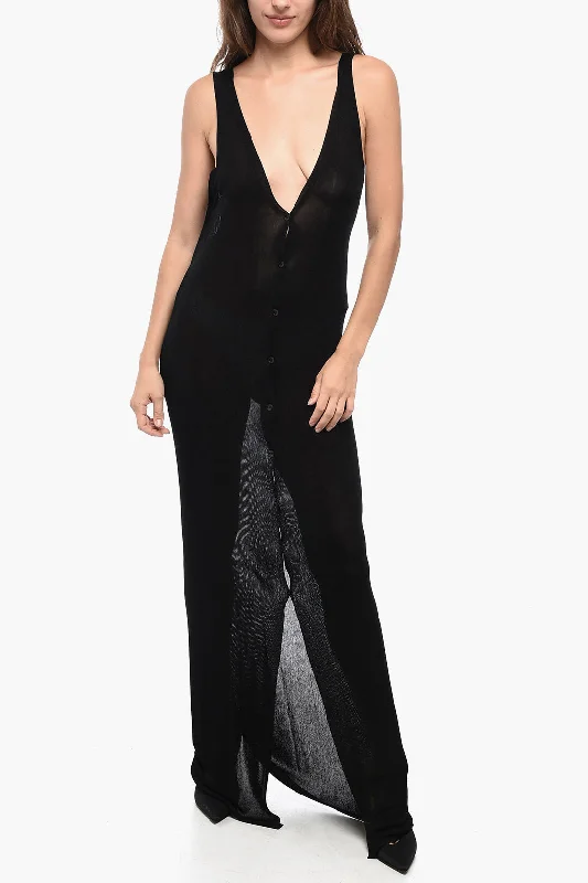 Saint Laurent Fine-knit Dress with V neckline S Standard size