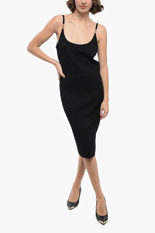 Versace Lurex Slip Dress with MEDUSA Application 44 Italian size